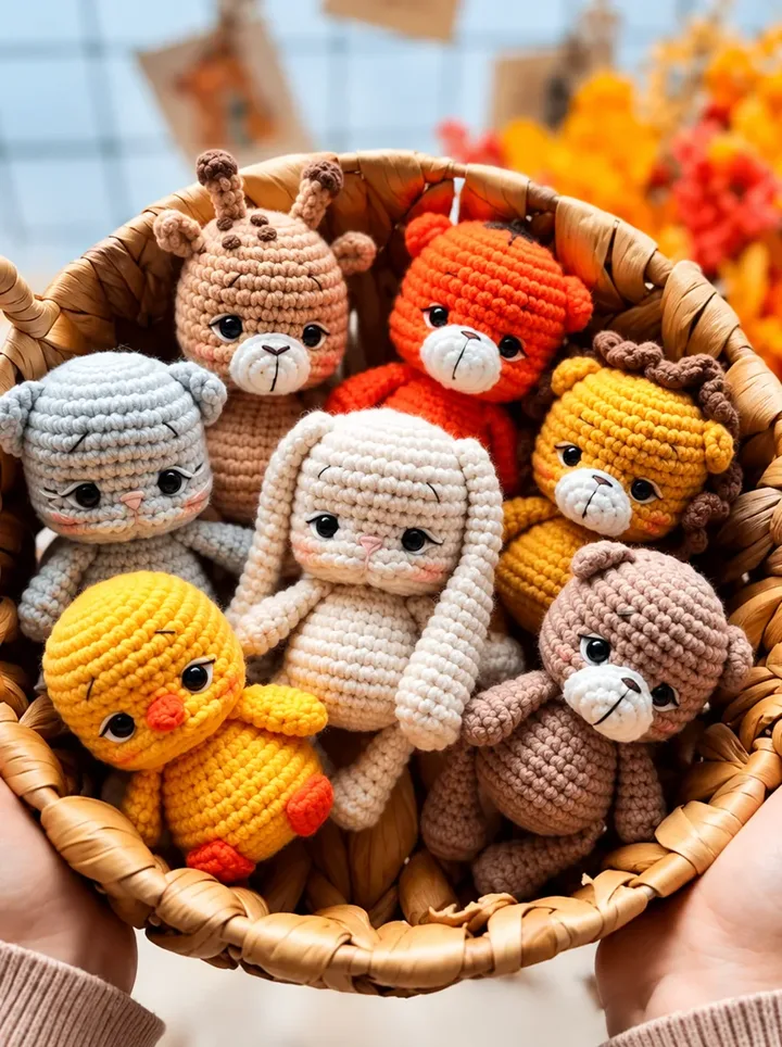 Boneco artesanal em crochê: chaveiros