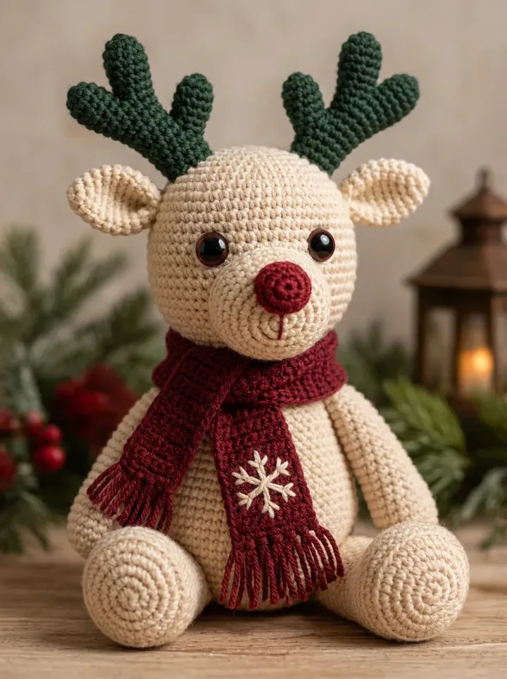 Boneco artesanal em crochê: natal
