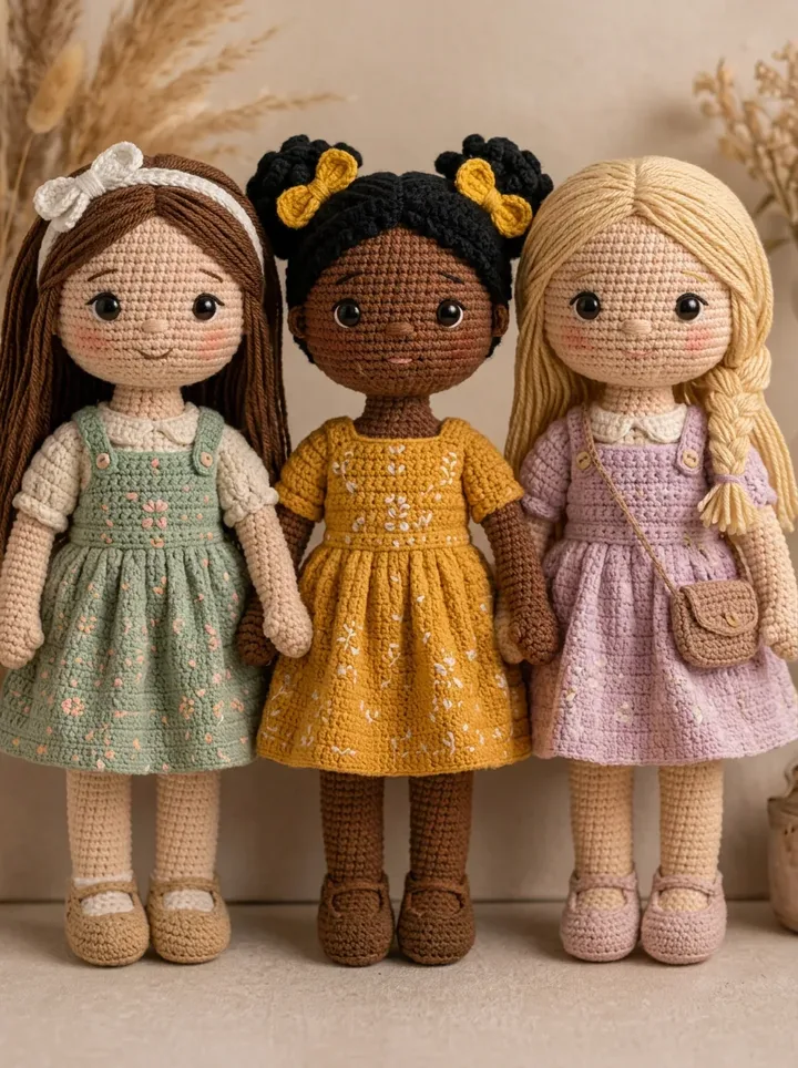 Boneco artesanal em crochê: coleções especiais